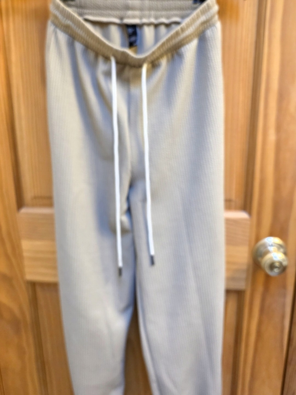Cider Women's Ribbed Drawstring Joggers - Beige